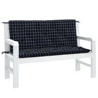 Vidaxl Garden Bench Cushions 2Pcs Black Check Pattern 47.2X19.7X2.8 Fabric