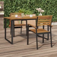 Vidaxl Stackable Patio Chairs 2 Pcs Solid Wood Acacia And Metal