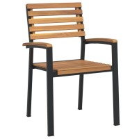 Vidaxl Stackable Patio Chairs 4 Pcs Solid Wood Acacia And Metal