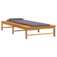 vidaXL Sun Lounger with Dark Gray Cushion and Pillow Solid Wood Acacia