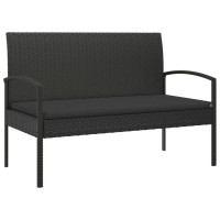 Vidaxl Patio Bench With Cushion Black 41.3 Poly Rattan