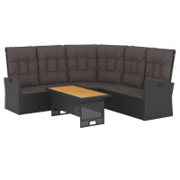 Vidaxl 2 Piece Patio Lounge Set With Cushions Black Poly Rattan