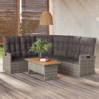 vidaXL 2 Piece Patio Lounge Set with Cushions Gray Poly Rattan