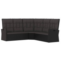 Vidaxl 4 Piece Patio Lounge Set With Cushions Black Poly Rattan