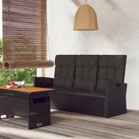 vidaXL Reclining Patio Bench with Cushions Black 68.1