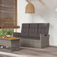 vidaXL Reclining Patio Bench with Cushions Gray 68.1