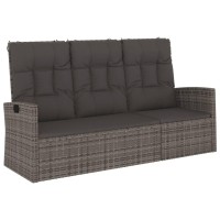 vidaXL Reclining Patio Bench with Cushions Gray 68.1