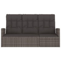 vidaXL Reclining Patio Bench with Cushions Gray 68.1