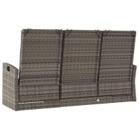 vidaXL Reclining Patio Bench with Cushions Gray 68.1