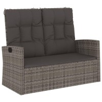 vidaXL Reclining Patio Bench with Cushions Gray 46.5