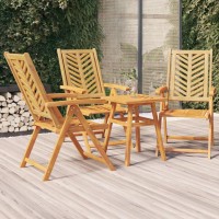 Vidaxl Reclining Patio Chairs 3 Pcs Solid Wood Acacia