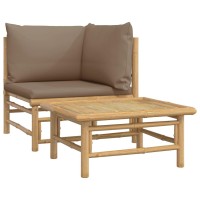 Vidaxl 2 Piece Patio Lounge Set With Taupe Cushions Bamboo