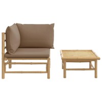 Vidaxl 2 Piece Patio Lounge Set With Taupe Cushions Bamboo