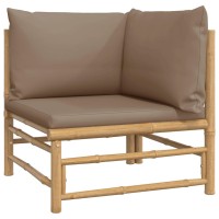 Vidaxl Patio Corner Sofa With Taupe Cushions Bamboo