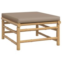 Vidaxl Patio Footstool With Taupe Cushion Bamboo