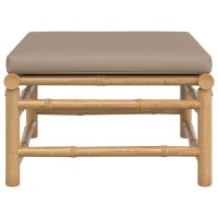 Vidaxl Patio Footstool With Taupe Cushion Bamboo