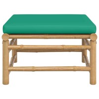 Vidaxl Patio Footstool With Green Cushion Bamboo