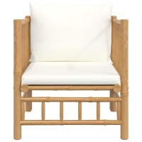 Vidaxl Patio Sofa With Cream White Cushions Bamboo
