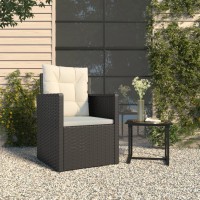 vidaXL Patio Armchair with Cushions Black Poly Rattan