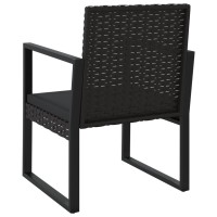 vidaXL Patio Armchair with Cushion Black Poly Rattan