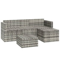 Vidaxl 3 Piece Patio Lounge Set With Cushions Gray Poly Rattan