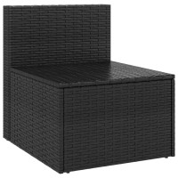 vidaXL Patio Middle Sofas with Cushions 2 pcs Black Poly Rattan