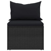 vidaXL Patio Middle Sofas with Cushions 2 pcs Black Poly Rattan