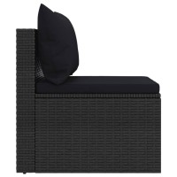 vidaXL Patio Middle Sofas with Cushions 2 pcs Black Poly Rattan