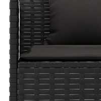 vidaXL L-shaped Patio Sofa with Cushions Black Poly Rattan