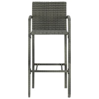 vidaXL Bar Stools 2 pcs Gray Poly Rattan