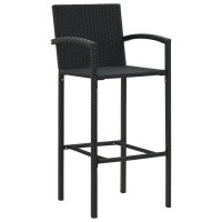 vidaXL Bar Stools 4 pcs Black Poly Rattan