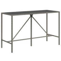Vidaxl Bar Table With Glass Top Gray 70.9X27.6X43.3 Poly Rattan