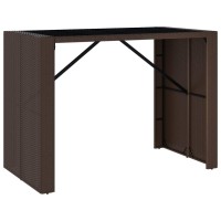 vidaXL Bar Table with Glass Top Brown 57.1