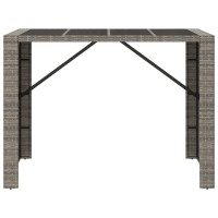 Vidaxl Bar Table With Glass Top Gray 57.1X31.5X43.3 Poly Rattan