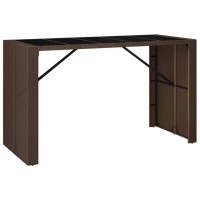 vidaXL Bar Table with Glass Top Brown 72.8