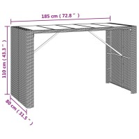 vidaXL Bar Table with Glass Top Brown 72.8