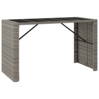 Vidaxl Bar Table With Glass Top Gray 72.8X31.5X43.3 Poly Rattan