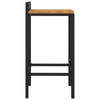 vidaXL Bar Stools 2 pcs Black Poly Rattan and Solid Wood Acacia