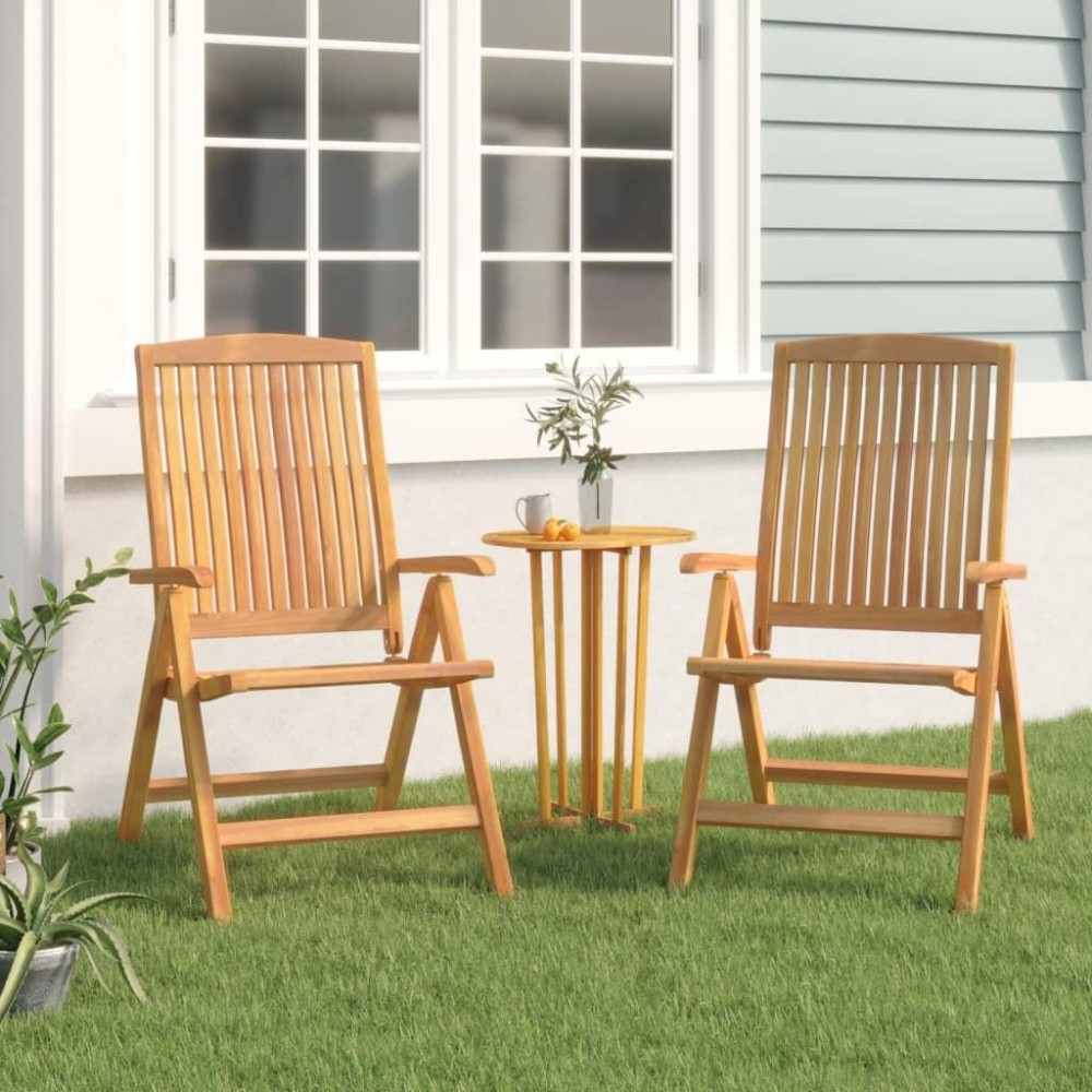 Vidaxl Reclining Patio Chairs 2 Pcs Solid Wood Teak