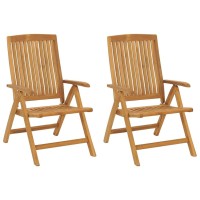 Vidaxl Reclining Patio Chairs 2 Pcs Solid Wood Teak