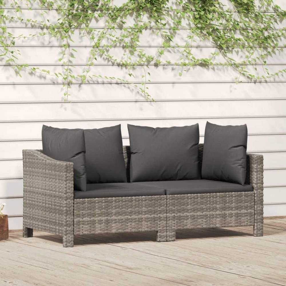 Vidaxl 2 Piece Patio Lounge Set With Cushions Gray Poly Rattan