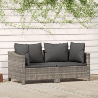 Vidaxl 2 Piece Patio Lounge Set With Cushions Gray Poly Rattan