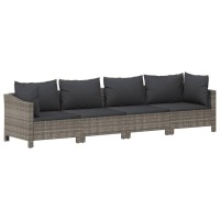 Vidaxl 4 Piece Patio Lounge Set With Cushions Gray Poly Rattan