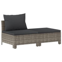 Vidaxl 2 Piece Patio Lounge Set With Cushions Gray Poly Rattan