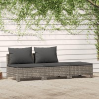 Vidaxl 3 Piece Patio Lounge Set With Cushions Gray Poly Rattan