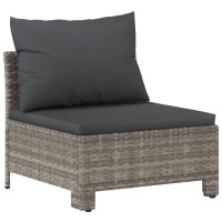Vidaxl Patio Middle Sofa With Cushion Gray Poly Rattan