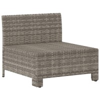 Vidaxl Patio Middle Sofa With Cushion Gray Poly Rattan