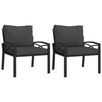 Vidaxl Patio Chairs With Gray Cushions 2 Pcs 26.8X29.9X31.1 Steel