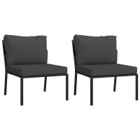 Vidaxl Patio Chairs With Gray Cushions 2 Pcs 23.6X29.1X31.1 Steel