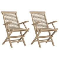 vidaXL Folding Patio Chairs 2 pcs Gray 22